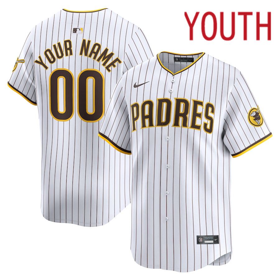 Youth San Diego Padres Nike White Home Limited Custom MLB Jersey->customized mlb jersey->Custom Jersey